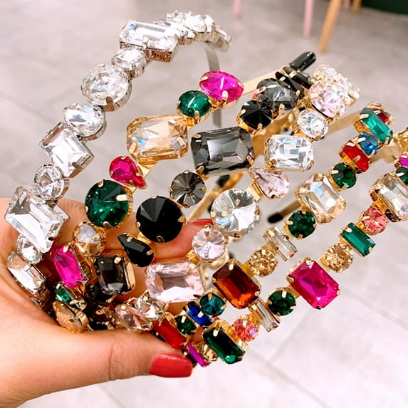 Windfall Women Handmade Boho Rhinestone Headband Hair Hoop Bridal Elegant Wedding Headwear Accessories