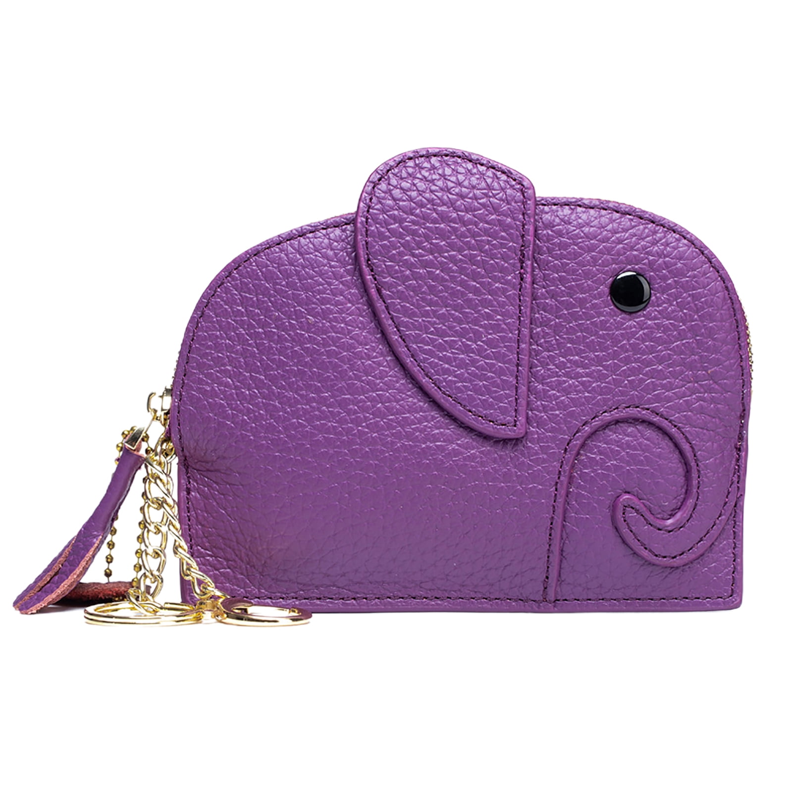 Windfall Women Mini Wallet Cartoon Elephant Card Holder Genuine Leather  Coin Pocket Women Purse Bag with Key Ring Organizer 