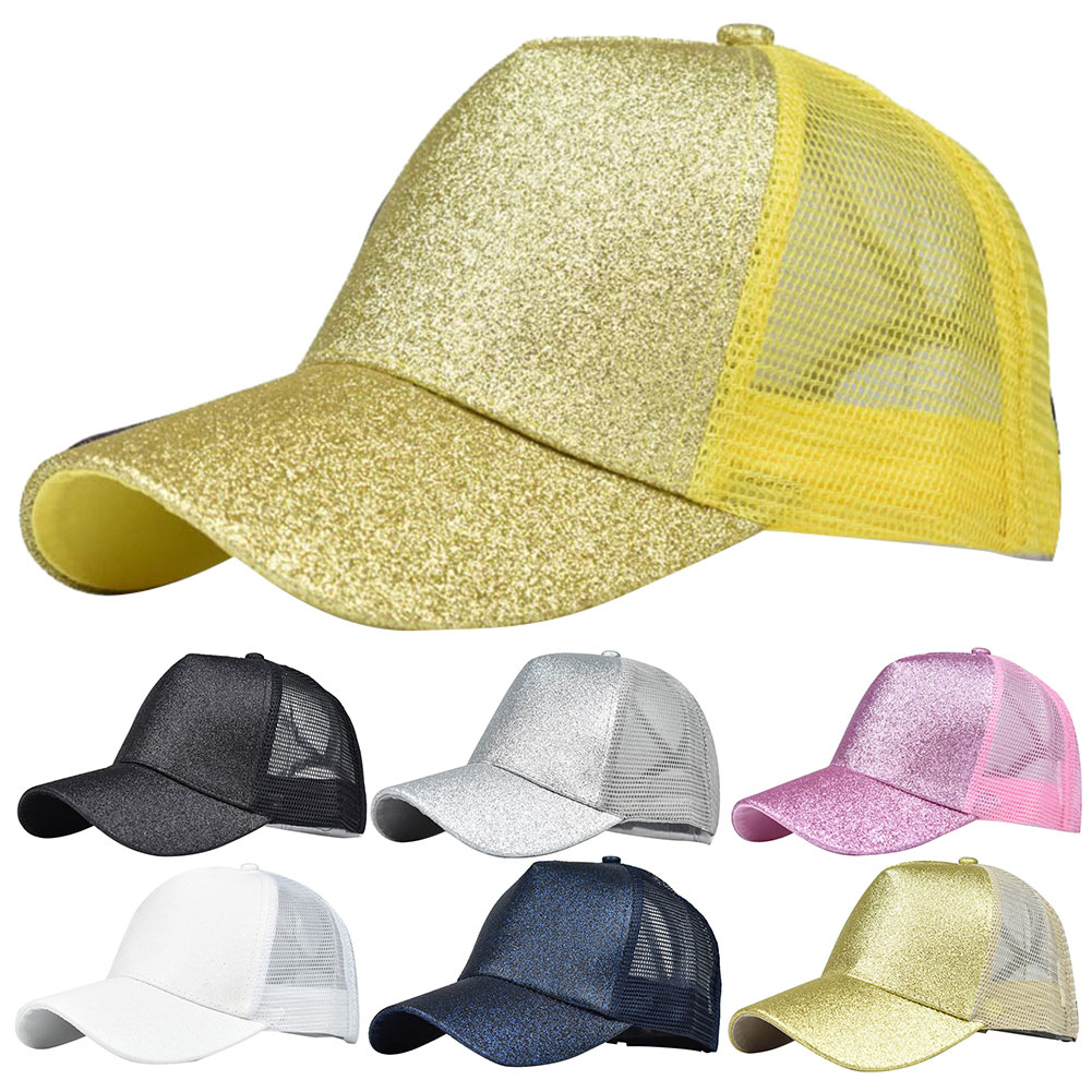 C.C Ponycap Messy High Bun Ponytail Adjustable Mesh Trucker Baseball Cap For Women