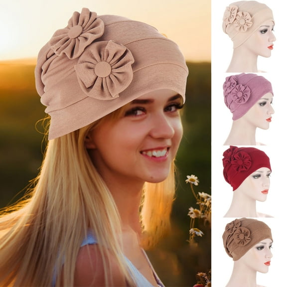 Windfall Women Turban Flower Caps Vintage Beanie Headwrap Hat Elastic Chemo Headscrarf Hair Loss Hat