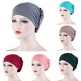 thumbnail image 1 of Windfall Women's Cotton Beanie Turban Sleep Cap Chemo Hats Headband Muslim Cross Turban Scarf Soft Slouchy Hair Cover, 1 of 2