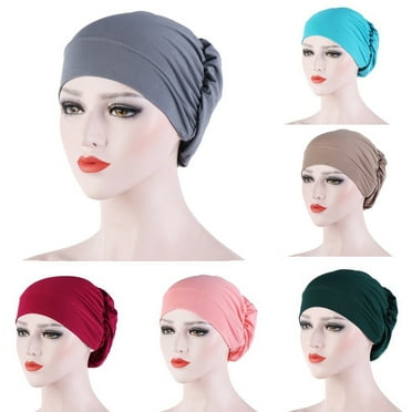 Windfall Women's Cotton Beanie Turban Sleep Cap Chemo Hats Headband Muslim Cross Turban Scarf Soft Slouchy Hair Cover