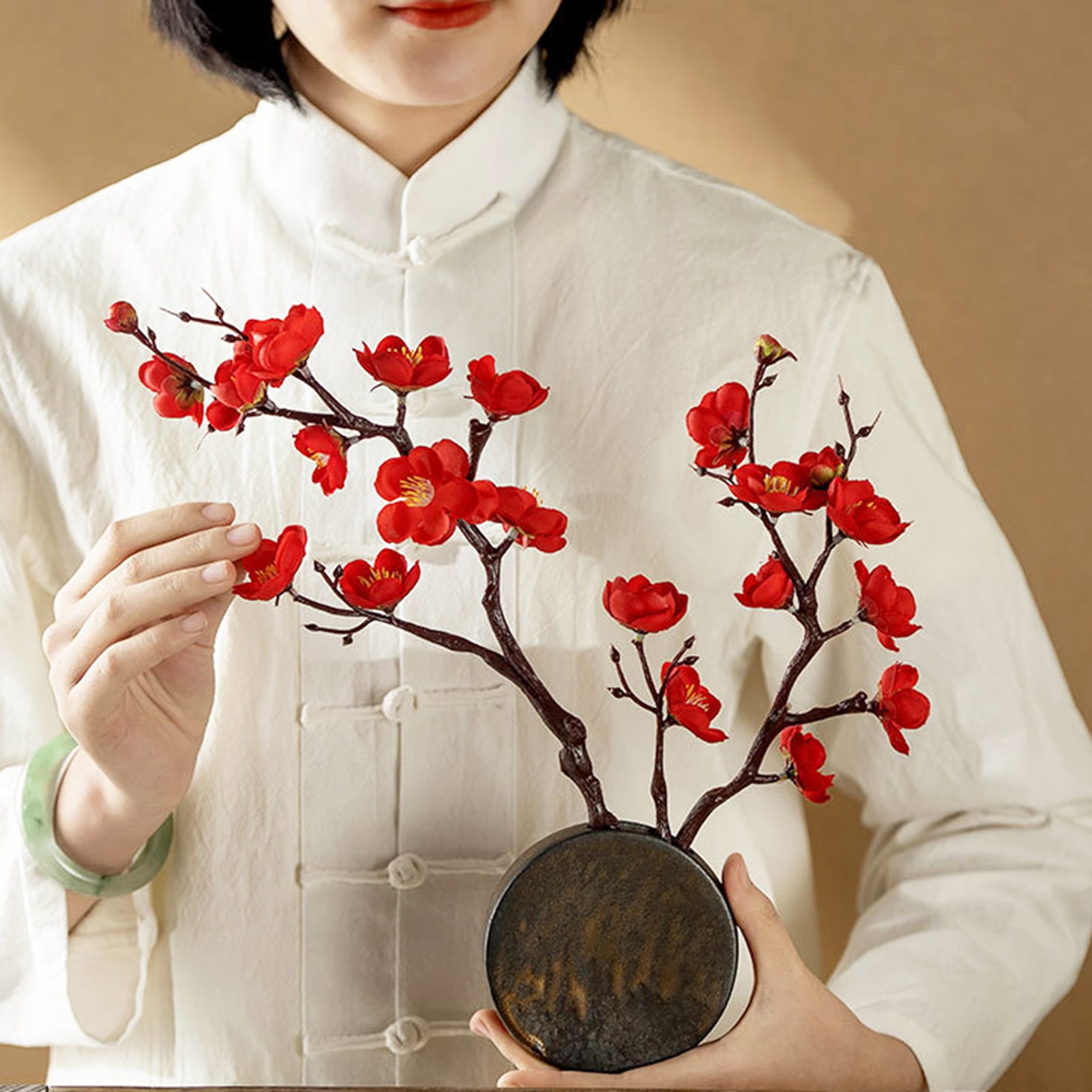 Windfall boutique Silk Plum Blossom Branches, Artificial Plum Blossom