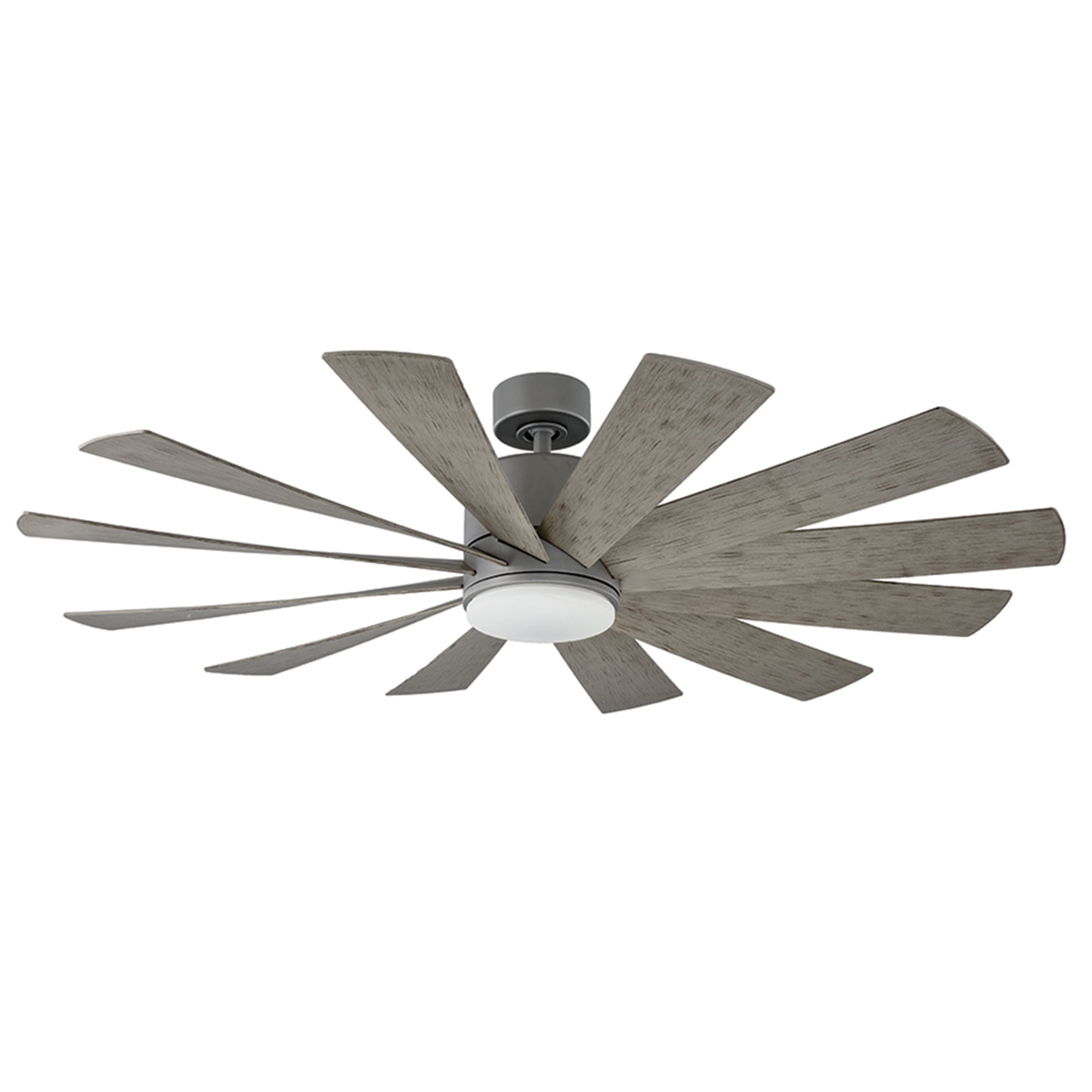 Windflower Indoor and Outdoor 12-Blade Smart Ceiling Fan 60in Graphite Weathered Gray with 3000K LED Light Kit and Wall Control
