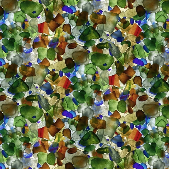 Windham Fabrics Landscapes Mermaids Tail Multicolor Pebbles 100% Cotton Sold by The Yard