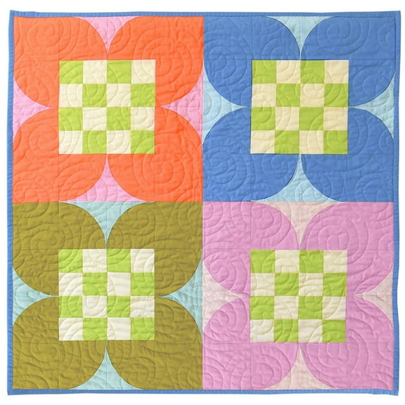 Windham Fabrics - Ruby and Bee Solids - Checkered FLOWER Quilt Kit