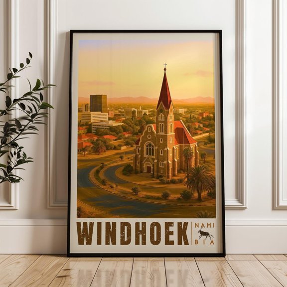 Windhoek Namibia Christuskirche Sunset Wall Art Decor Unframed Paper Print