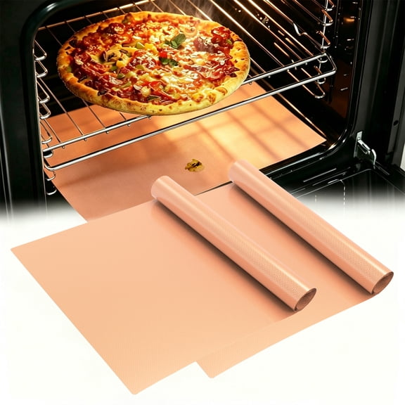 Windiluna 17x25 in XL Thickened 2 Pack Oven Liners for Bottom of Oven, Heavy Duty Reusable Heavy Duty Non Stick Oven Mats Copper