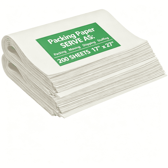 Windiluna 200 Sheets Durable Packing Paper, 17 × 27 Inch Heavy-Duty Newsprint Paper for Wrapping Fragiles, Dishes & Furniture, 6.6 Lbs