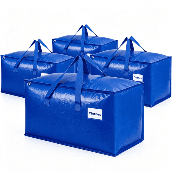 Windiluna 4 Pack Heavy Duty Moving Bags, Extra Large Storage Bags with Reinforced Handles & Strong Zippers
