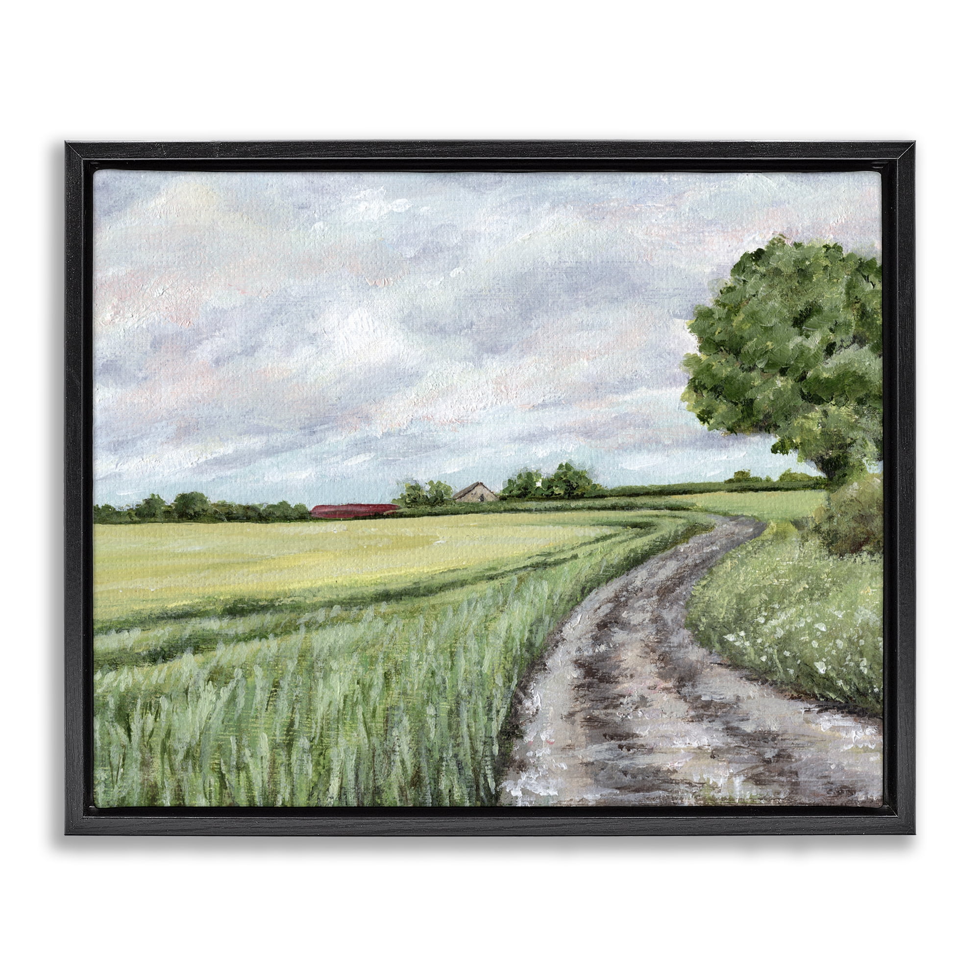 Winding Country Roads Black Framed Floater Canvas Wall Art, design by Leah Noel Art
