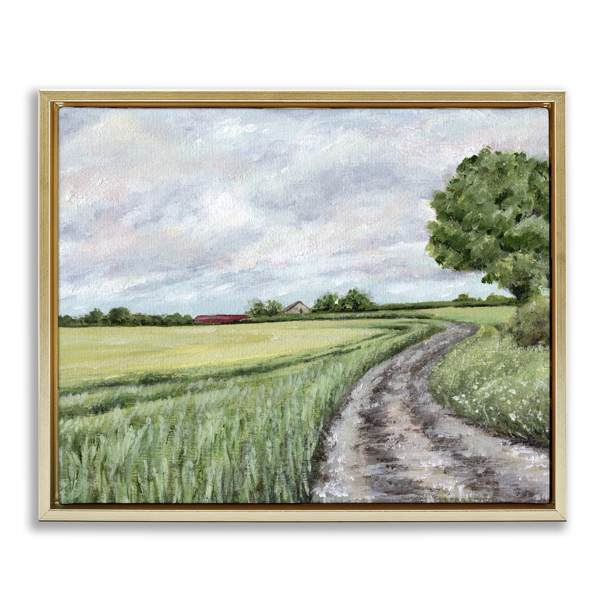 Winding Country Roads Gold Framed Floater Canvas Wall Art, design by Leah Noel Art
