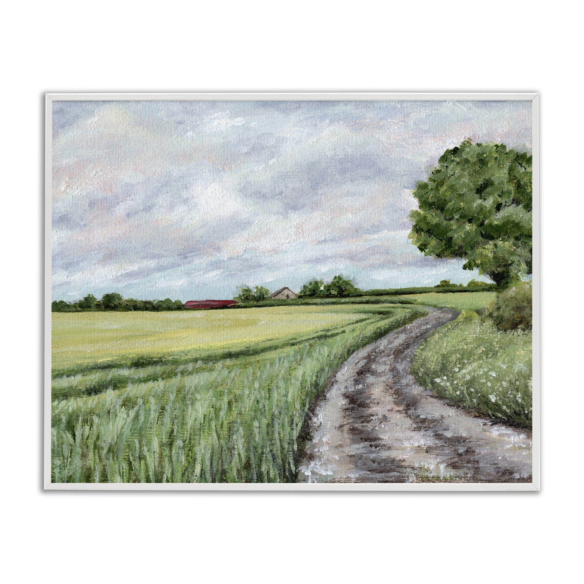 Winding Country Roads White Framed Giclee Art, design by Leah Noel Art