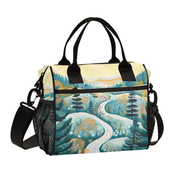 Winding Path in Forest Lunch Bag Insulated Lunch Box Leakproof Reusable Cooler Tote Adjustable Shoulder Strap for Men Women 12L