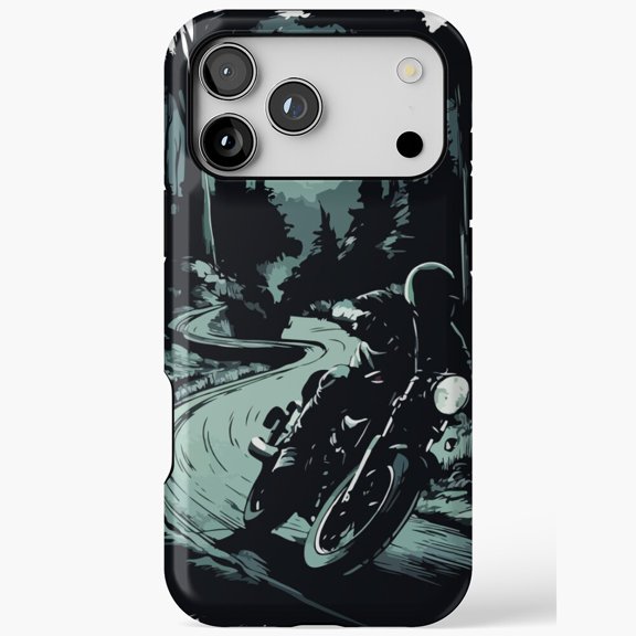 Winding Road Motorcycle Rider Forest Adventure Art for iPhone Case 11 to 17 Pro Max