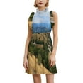 thumbnail image 1 of Winding Road through Hills Women's Fashion Casual Dress Summer Stand Up Collar Ruffles Sleeve Dress Elegant Dresses, 1 of 4
