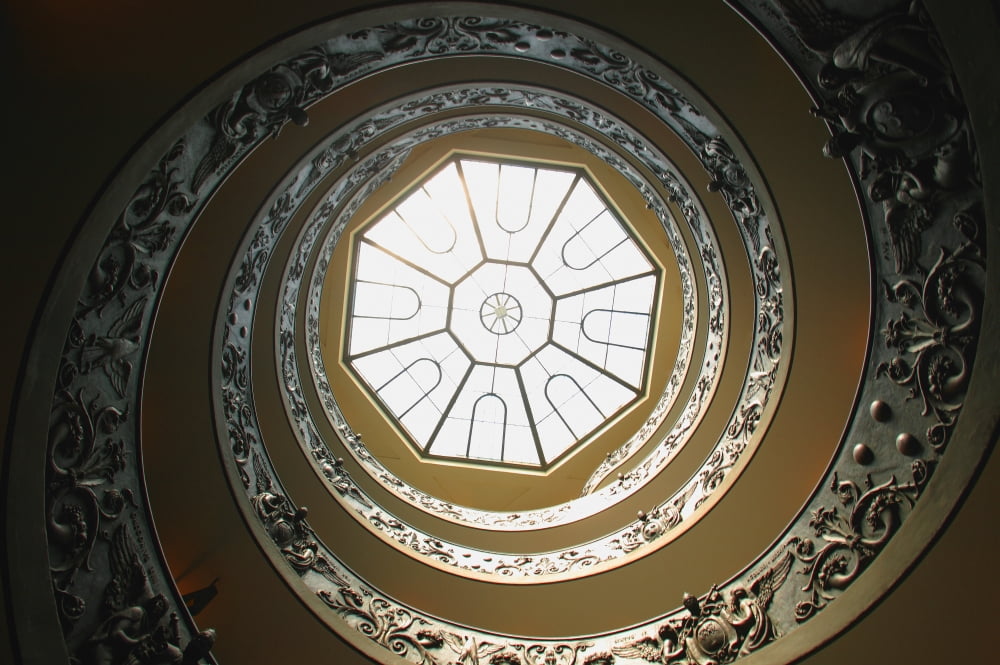 Winding Staircase Vatican Museums Vatican City Rome Italy Canvas Art - Carson Ganci Design Pics (17 x 11)