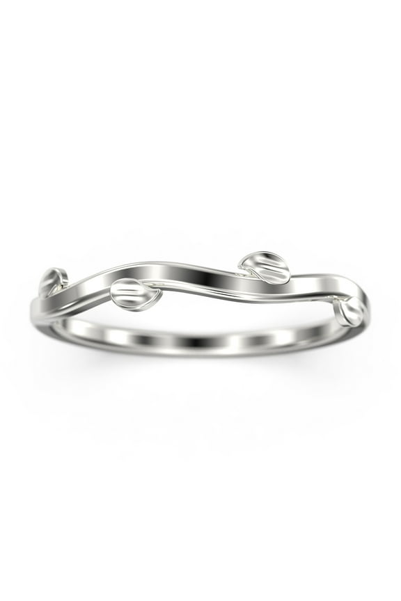 Winding Willow 18K White Gold Over Silver Wedding Band