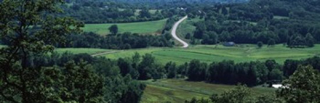 Winding road passing through a landscape East Central Missouri USA Canvas Art - Panoramic Images (18 x 6)