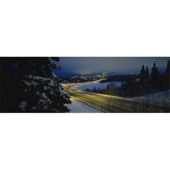 Winding road running through a snow covered landscape Anchorage Alaska USA Poster Print by - 36 x 12