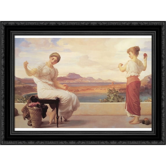 Winding the Skein 24x18 Black Ornate Wood Framed Canvas Art by Leighton, Lord Frederick