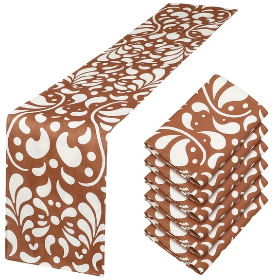 Windkream 6 Pcs Cielito Lindo Party Decorations Talavera Table Runner 71 x 13'' Cielito Lindo Baby Shower Party Decoration Mexico Home Decor Traditional Cinco De Mayo Decorations(Brown) Y101