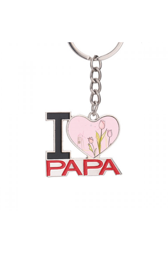 Windll Tulip House Greenery Flower Keychain Metal Keyring Holder Love PAPA Father