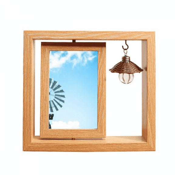 Windll White Clouds Blue Sky Wooden Rotating Picture Photo Frame 4x6