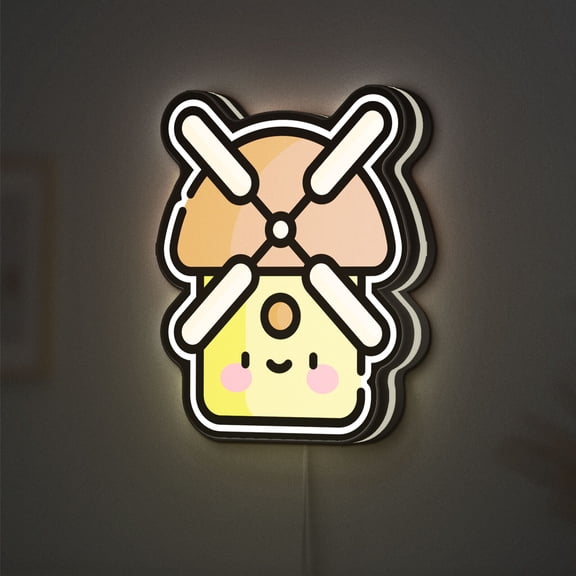 Windmill 3D Novelty Light Box, Renewable Energy Decor for Eco Homes and Farmhouse Themed Interiors (Width 16 inch, 40cm)