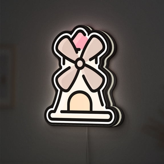 Windmill 3D Novelty Light Box, Rustic Windmill Accent Light for Agricultural Spaces and Country Homes (Width 8 inch, 20cm)