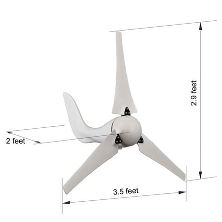 Windmill 400W 12V Wind Turbine Generator Kit, Additional Spare Blade Set & Nose Cone
