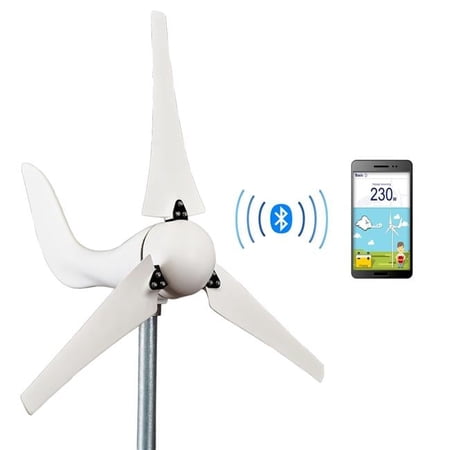 Windmill 400W 12V Wind Turbine Generator Kit with Bluetooth Controll, Additional Spare Blade Set & Nose Cone