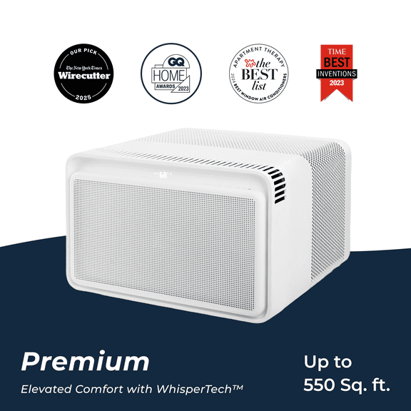 Windmill 12,000 BTU Inverter Window Air Conditioner with WhisperTech - Ultra-Quiet & Smart, Cools up to 550 Sq. Ft. - #1 Easy Install, App/Wi-Fi, Voice-Enabled, Remote Control, 2X Insulation