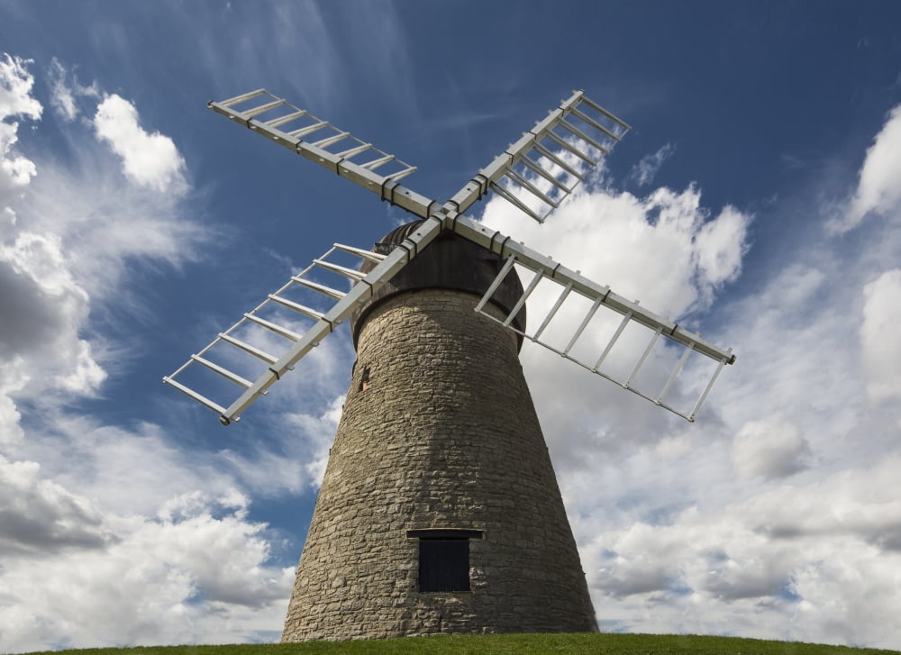 Windmill Against A Blue Sky With Cloud Whitburn Tyne And Wear England Canvas Art - John Short Design Pics (18 x 13)