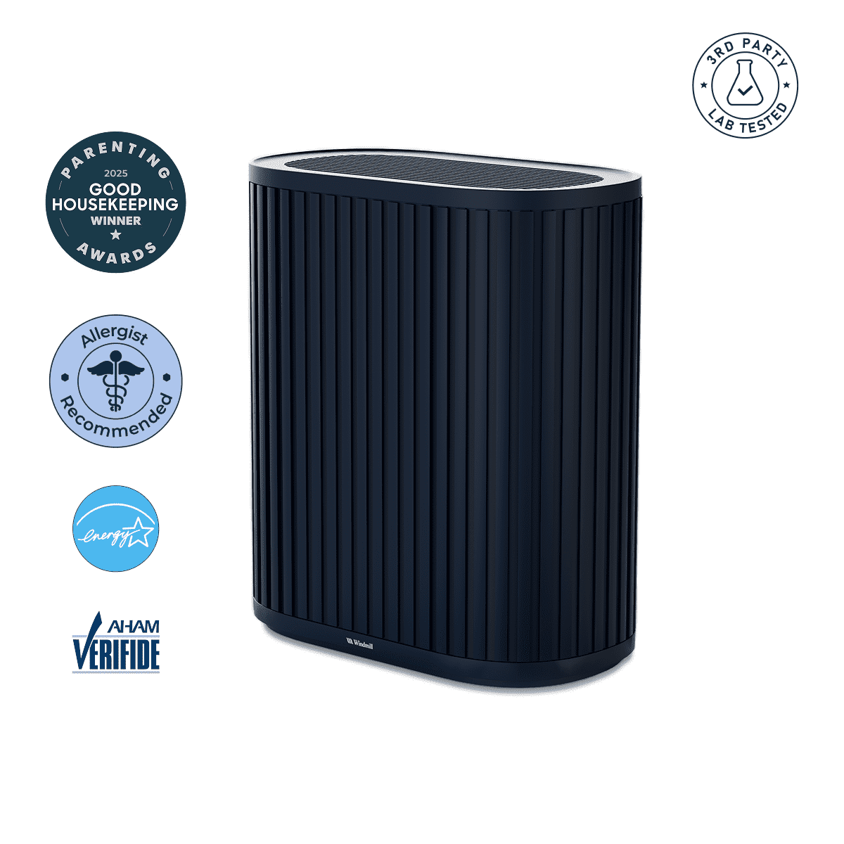 Windmill Air Purifier Max, Smart True HEPA Air Cleaner for Smoke, Odors, Dust & Mold Spores, Up to 1,950 Sq Ft, Navy