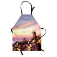thumbnail image 1 of Windmill Apron Famous Santorini Island in Greece Houses Evening View Architecture Village Image, Unisex Kitchen Bib Apron with Adjustable Neck for Cooking Baking Gardening, Multicolor, by Ambesonne, 1 of 3