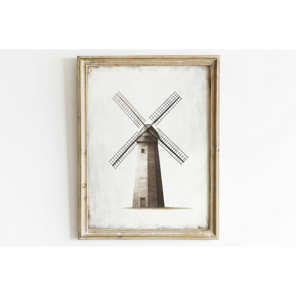 Windmill Art Print, Vintage Windmill Wall Decor, Modern Farmhouse Wall Decor, Homestead Farm Wall Art, Country Style Home Decor Wall Art, Modern Wall Decor, 8x12 UNFRAMED
