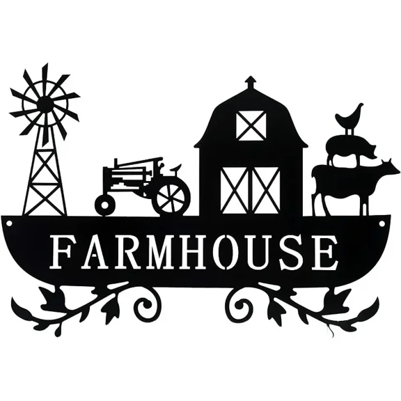 Windmill Barn Tractor Animal Decor, Metal Farmhouse home Decor Rustic Farm Sign for Kitchen Bathroom Living Room