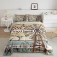 thumbnail image 1 of Windmill Bedding Sets Full Size, Rustic Farmhouse Style Comforter Set Hummingbird Rooster Cow Farm Animal Bedding Comforter Sets Wooden Board Vintage Country Western Quilt Windmill Bedroom Decor, 1 of 5