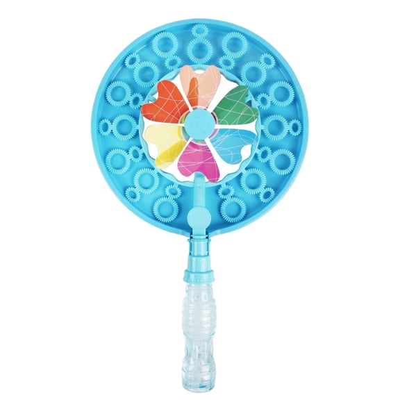 Windmill Bubble Wand, Double Ring Bubble Blower with Multi-Hole Bubble Effects, Handheld Bubble Maker for Outdoor Parties and Event Entertainment (Blue)