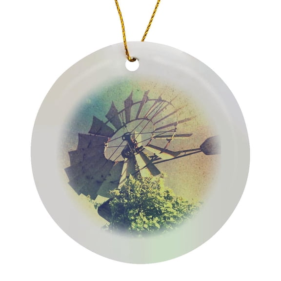 3drose, Windmill, Circle Porcelain Ornament