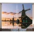 thumbnail image 1 of Ambesonne Windmill Curtains 2 Panel Set, Scenic Canal Village, 108" x 96", Multicolor, 1 of 3