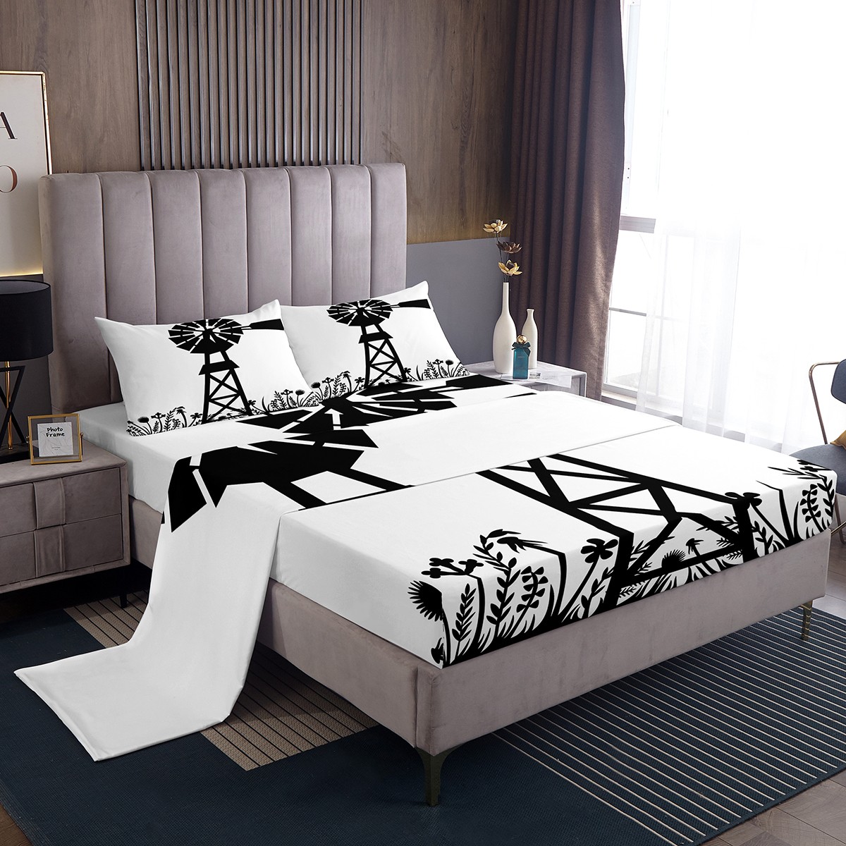 Windmill Decor Farmhouse Bed Sheets Set Garden Windmill Sheet Set Full Windmill Decor Farmhouse Bed Sheets Set Garden Windmill Sheet Set Full