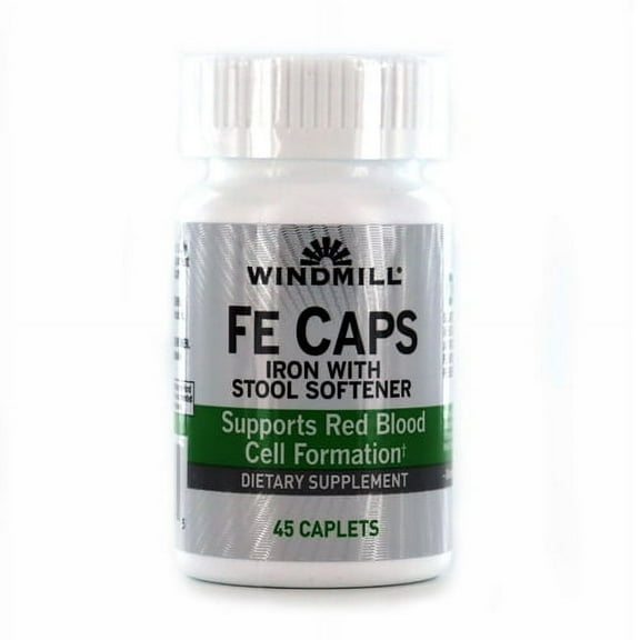 Windmill FE Caps Iron with Stool Softener Caplets, 45 Ea, 2 Pack