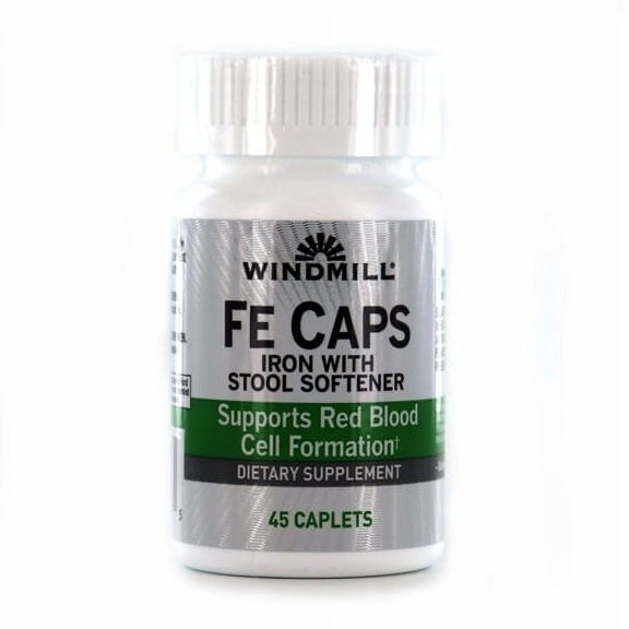 Windmill FE Caps Iron with Stool Softener Caplets, 45 Ea, 6 Pack