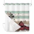 thumbnail image 1 of Windmill Farmhouse No Hook Shower Curtain with Snap in Liner, Vintage Teal Brown Wooden Butterfly Double-Layer Waterproof Fabric Shower Curtains for Bathroom Hotel Bathtub, Mesh Top 66"x72", 1 of 9