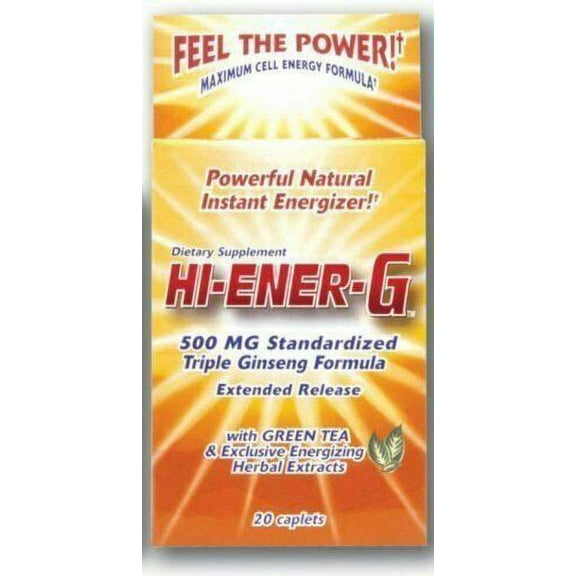 Windmill Health Products Hi-Ener-G Triple Ginseng Supplement Caplets, 500 mg, 20-Count Packages (Pack of 3)