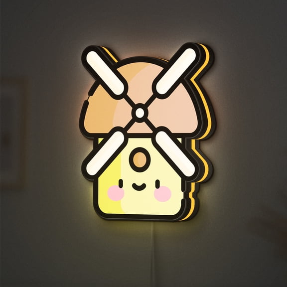 Windmill LED Lightbox - Farm Ecological Wind Energy Decor, Custom Led Sign for Home Office Shop Decor (Height 8 inch, 20cm)