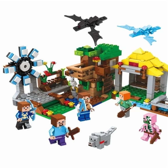 Windmill Library Cottage Building Set, Cozy Pixel Bookstore Construction Toy with Rotatable Windmill Detail, Creative Scene Building Bricks Kit, Gift for Reading and Pixel Game Enthusiasts, 14+