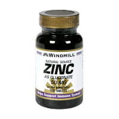 Windmill Natural Source Zinc As Gluconate 50Mg Tablets, 100Ct, 2-Pack